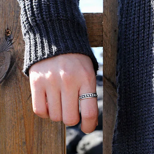 Красный Регулируемый Размеры кольца для Винтаж панк браслет из чистого 925 пробы