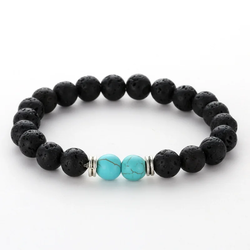 8mm Black Lava Volcano Natural Stone Elastic Bracelet bracelets for women men jewelry feminina | Украшения и аксессуары