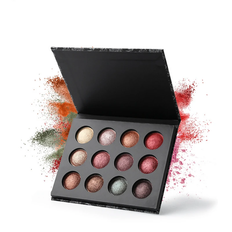 12 Цветов стерео выпечки глаз тени для макияж в стиле нюд Перламутровые век лоток