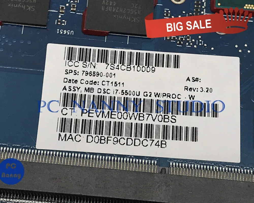 ПК Няня для ноутбука HP 840 G2 материнская плата I7 5500U 796890 501 001 6050A2637901 MB A02