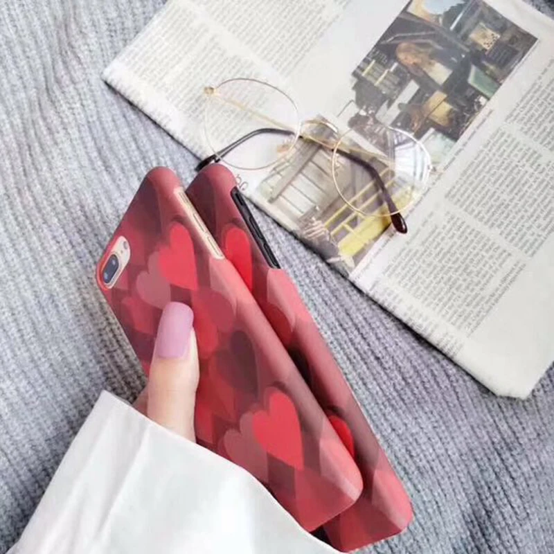 Ретро Матовая любовь сердце телефон чехол для iPhone 6 plus 6S плюс сращивания персик