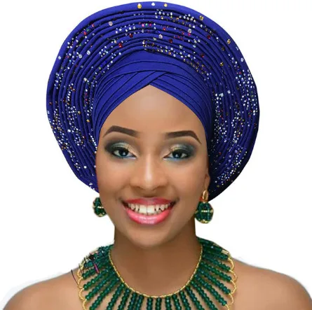 royal Авто геле aso oke головной убор для aso ebi готов носить головной убор геле - Цвет: royal