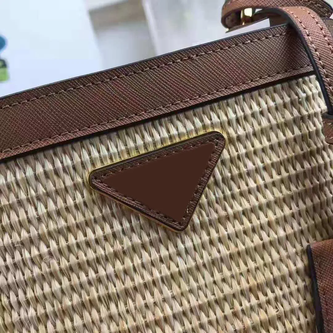Женская сумка Роскошные брендовые дизайнерские сумки из ротанга соломенные сумки через плечо Saffiano из воловьей кожи пляжные сумки femme