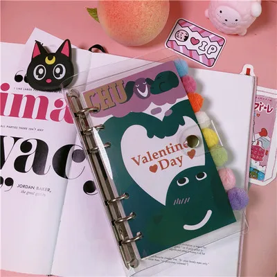 love Милый мультяшный блокнот с 6 отверстиями, ежедневник, еженедельник, сделай сам, спиральный блокнот, s дневник, программа, пуля, школьный журнал, принадлежности - Цвет: love