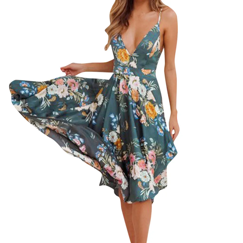 Бесплатная страуса женское платье в богемном стиле с цветочным рисунком