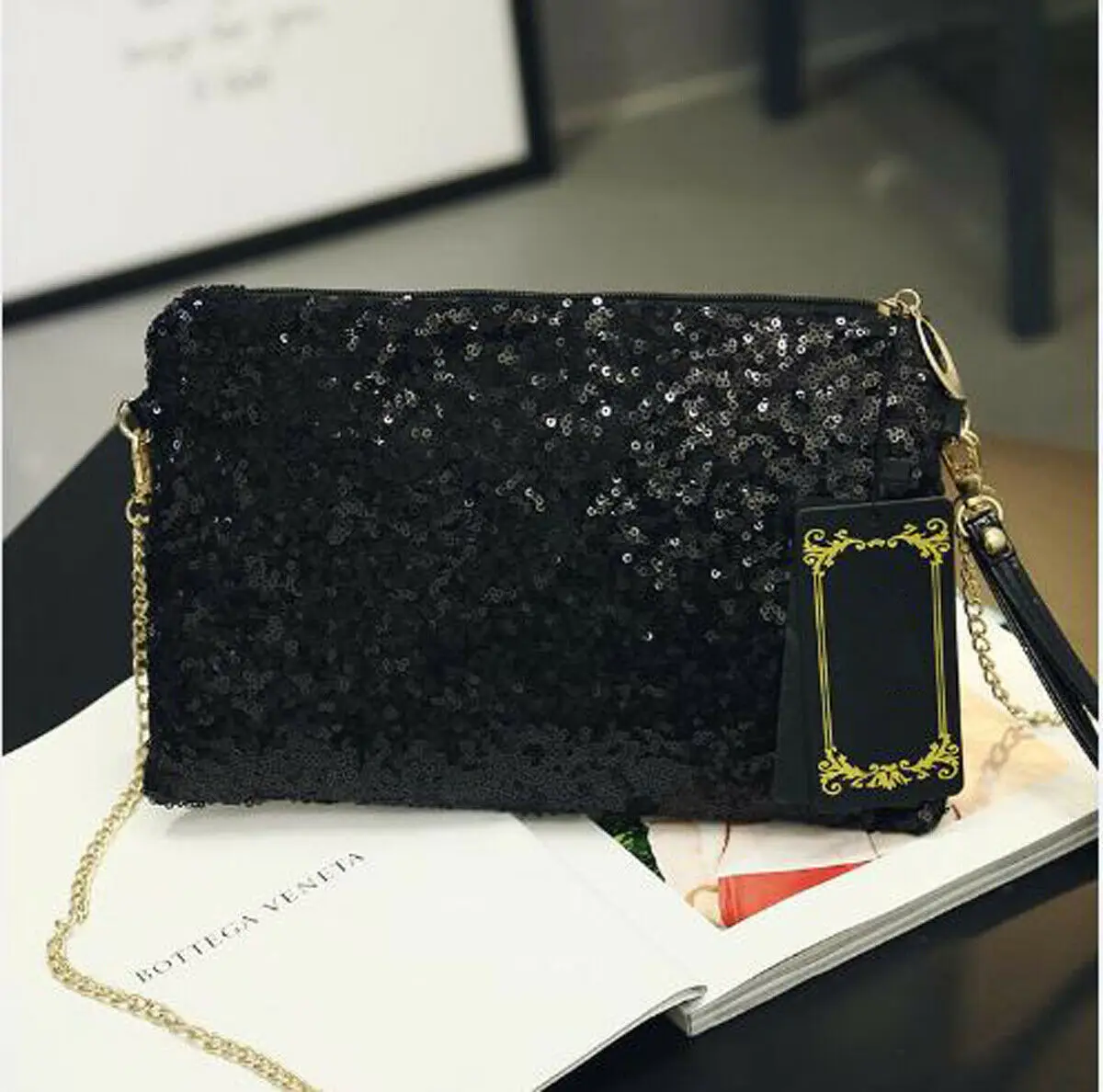 Новый женский клатч с блестками модная вечерняя Блестящая Сумочка переносная