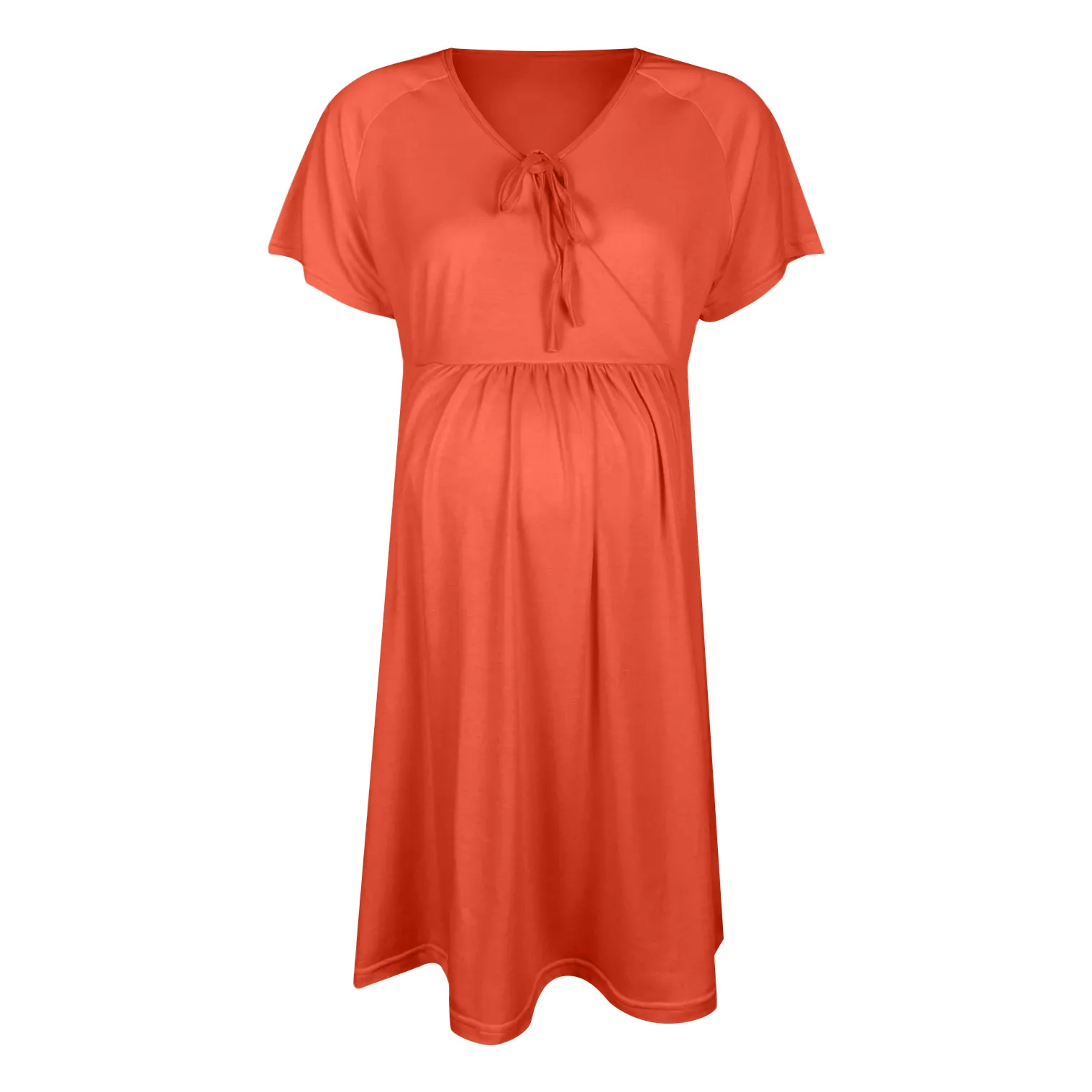 Orange Женское платье для беременных, для отдыха, с коротким рукавом, для грудного вскармливания, разноцветное, 12 цветов, летнее платье для беременных, реквизит для беременных, robe de gros - Цвет: Orange