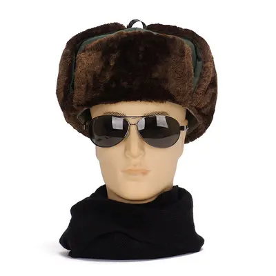 Khaki Хит, Русская Шапка-ушанка, шапка-бомбер, армейские военные шапки, мужские зимние шапочки, ушанка Chapka Russe Homme Gorro Ruso, мужские меховые шапки - Цвет: Khaki