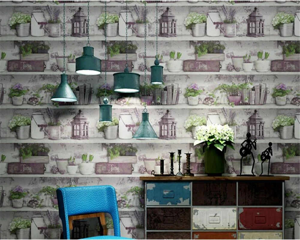

beibehang Wallpaper roll small fresh bedroom american coffee restaurant restaurant beauty salon flower wallpaper papel de parede