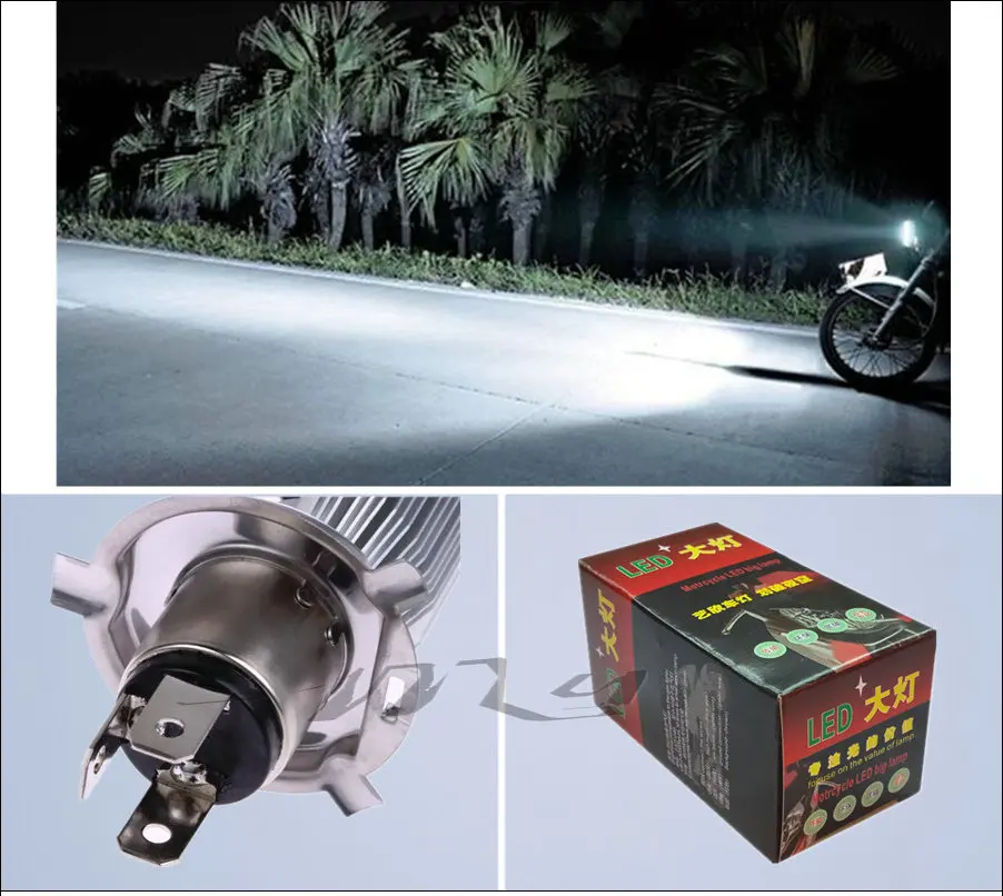 Светодиодные лампы H4 для мотоциклетных фар COB Led 6 80 в 6000 лм H/L лампа скутера ATV