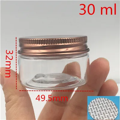 30 ml 50 pcs 50 шт./партия прозрачная пластиковая маленькая банка крем контейнер для специй банка Запчасти для хранения бронзовая Обложка 47 мм открывающаяся бутылка - Цвет: 30 ml 50 pcs