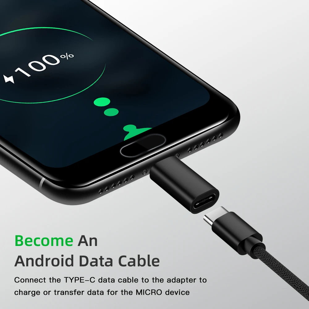 Переходник с Type C на Micro USB цвет черный серебристый для телефонов и