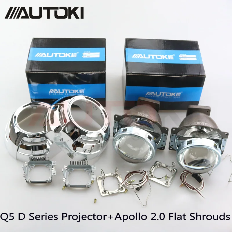 Биксеноновые линзы для проектора Autoki Koito Q5 3 0 дюйма + плоские кожухи Apollo 2
