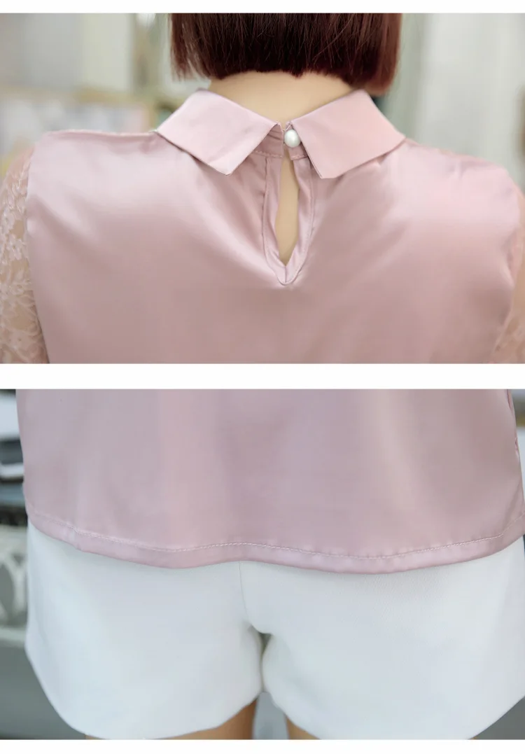 

New 2021 Summer Lace Strapless Solid Hollow Chiffon Women Blouses Shirt Shirt Short Sleeve Female Tops Clothing Blusas 0106 30