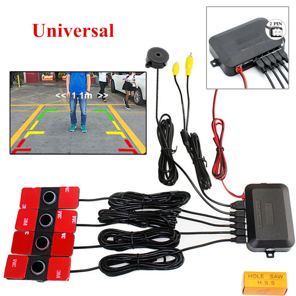 16mm Car Video Parking Reverse Backup Assistant Radar Alarm System+4pcs Flat Sensors System |