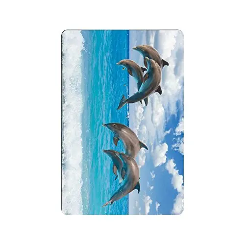 Дельфины прыгают в синем море против скольжения двери Коврики Домашний декор