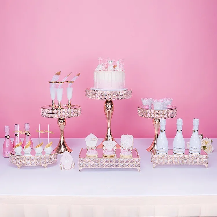 

3pcs-8pcs cake stand wedding table crystal gold color