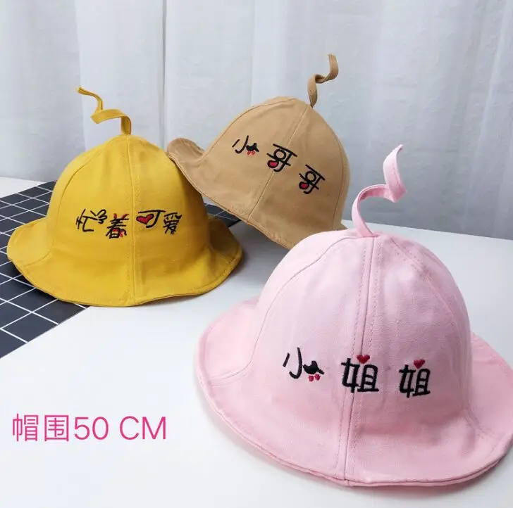 Панама с вышивкой для мальчиков и девочек Детская Хлопковая шляпа откидным