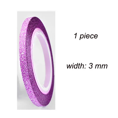 Silver Magenta 3mm 10 цветов клейкая лента для ногтей рулон 3 ширины рулон ленты для ногтей с блестящим украшением цветная лента для ногтей линия для нейл-арта LDL - Цвет: Silver Magenta 3mm