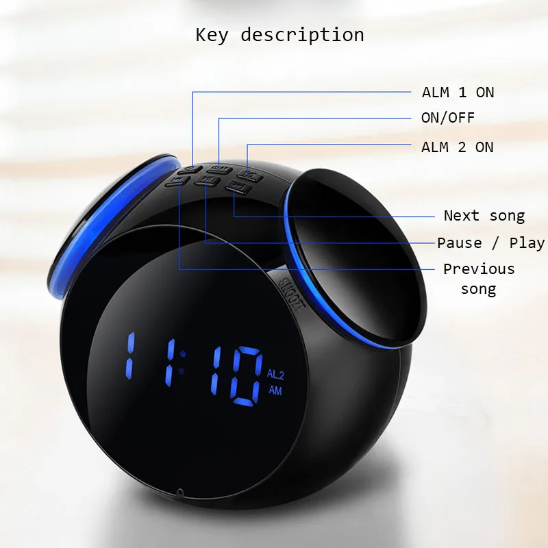 Беспроводной Bluetooth цифровой будильник радио Светодиодный дисплей despertador