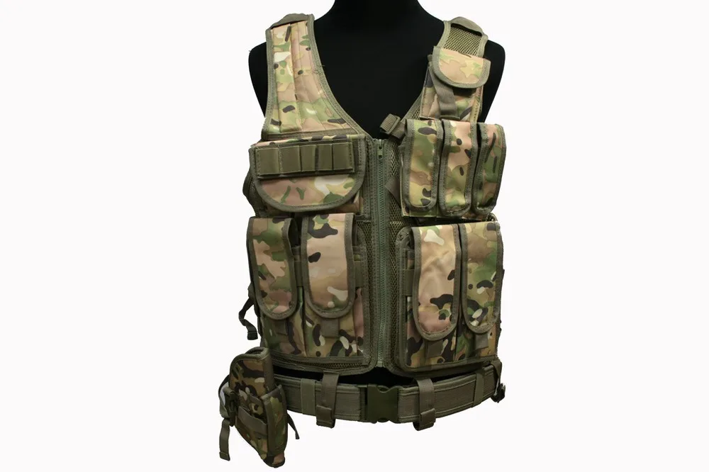 Люкс Airsoft тактический бой Сетки Жилет OD Цифровой ACU Camo BK камуфляж лесной CB MC - Цвет: MC