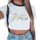 Детская футболка в стиле K-POP, женские топы с коротким рукавом, модная укороченная футболка в стиле хип-хоп, в стиле Харадзюку, с надписью, женская одежда