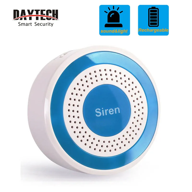 

DAYTECH 433Mhz Wireless Siren Alarm Alert Sensor WiFi GSM Security Alarm System Strobe Siren 100dB Sound Flashing light（JH006）