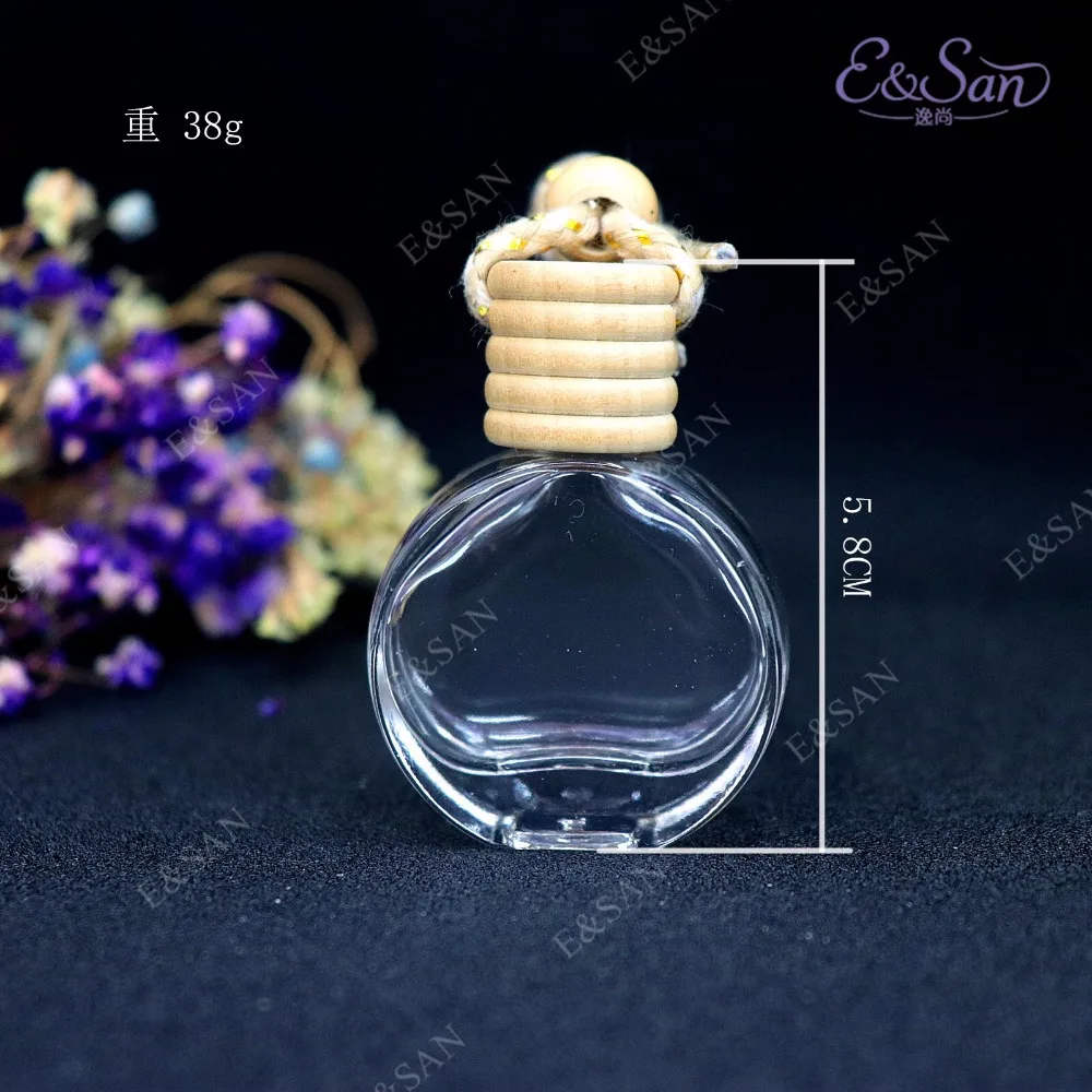 Wholesale FM227-10ML Flat Round Perfume Bottle Glass Car Hanging Perfume Bottle 100pcs/lot