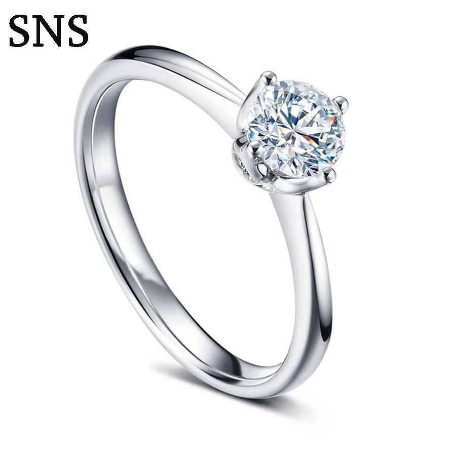 

Luxury Natural Diamond 14K 585 White Gold Wedding Ring For Women Real Diamond Rings Jewelry Elegant Gift Halo Style