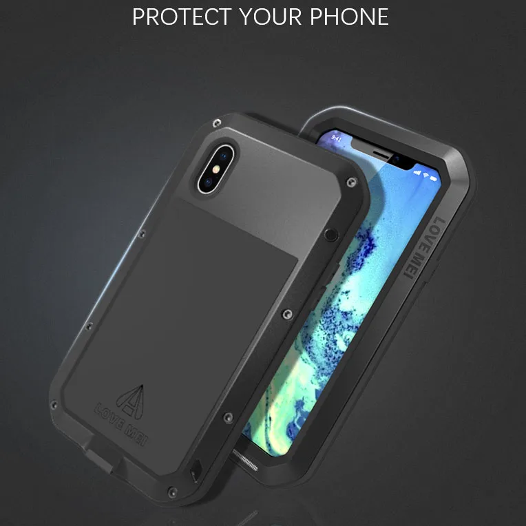 Чехол для IPHONE 11 Pro Max XS XR 8 7 6 PLUS 5SE LOVE MEI Алюминиевый металлический + стекло Gorilla Glass
