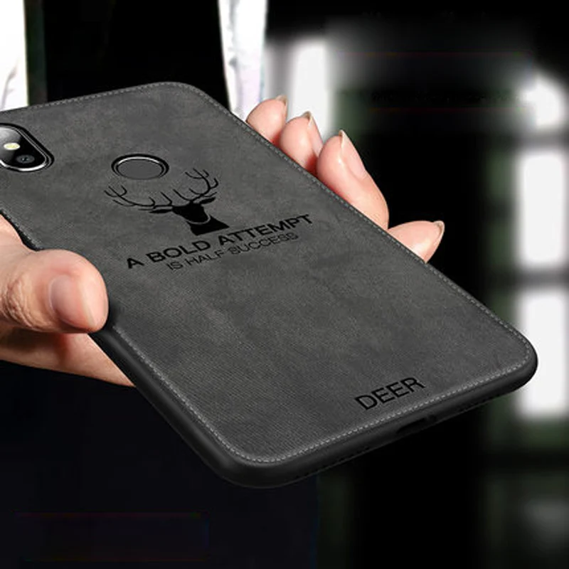 Luxury Retro Deer Cloth Texture Phone Case For Xiaomi Redmi Note 5 Pro Slim Soft TPU Leather Cover Mi 8 Mi8 |
