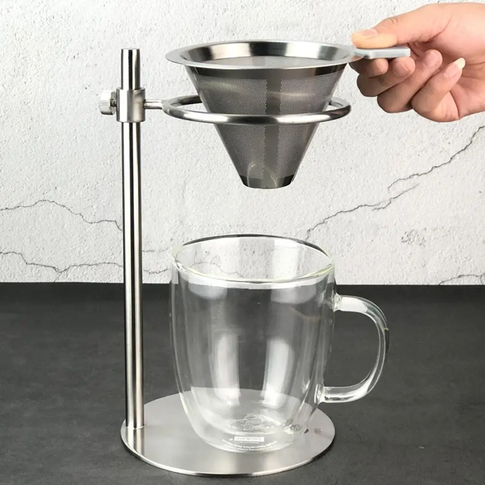 Stainless Steel Coffee Filter Set - Adjustable Ring Height Double Layer Without Paper Easy To Clean And Store | Дом и сад