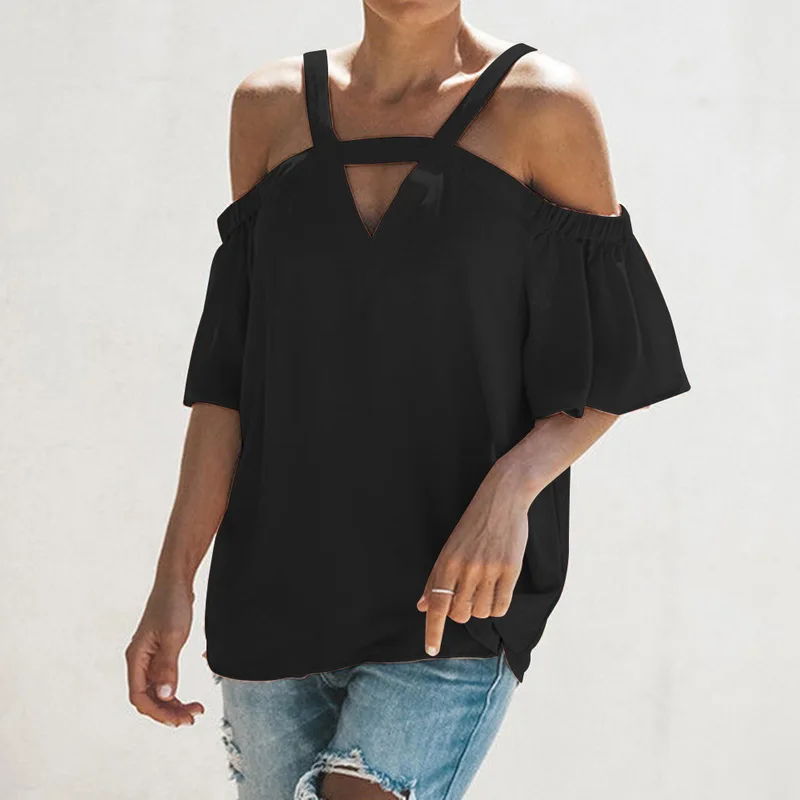 Женская шифоновая блузка с коротким рукавом летние сексуальные свободные
