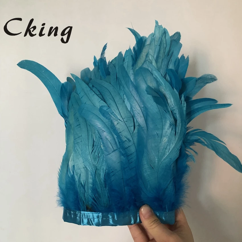15-20 см оболочка перо отделка Бирюзовый синий окрашенные настоящие и натуральные