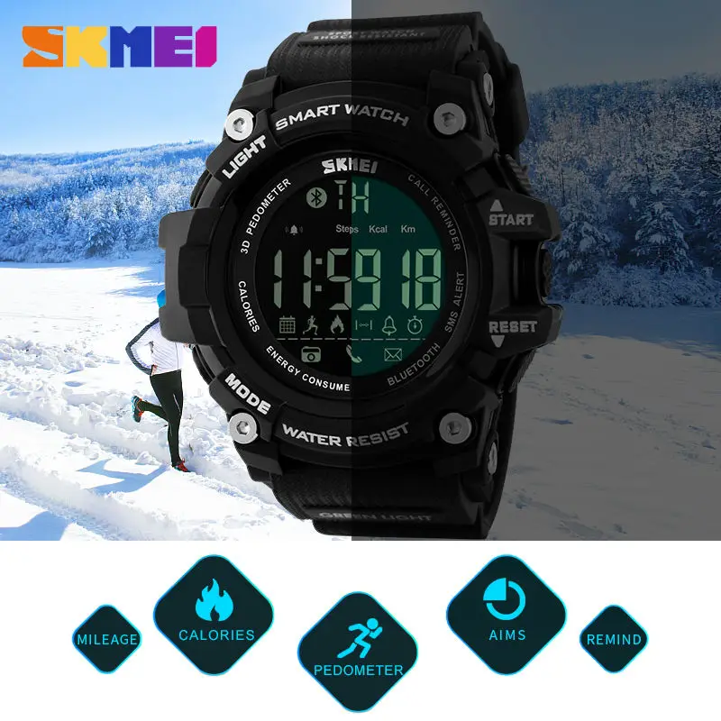 SKMEI Для мужчин Смарт часы Шагомер калорий хронограф Мода Bluetooth спортивные SmartWatch