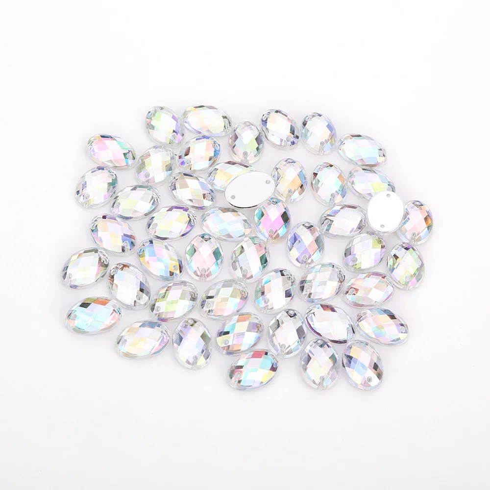 AB Crystal 18 цветов, 8*10 мм/10*14 мм/13*18 мм/18*25 мм блеск женское кольцо на горном хрустале овальные акриловые стразы с плоской задней Швейные бусины для самостоятельного изготовления кукольной одежды - Цвет: AB Crystal