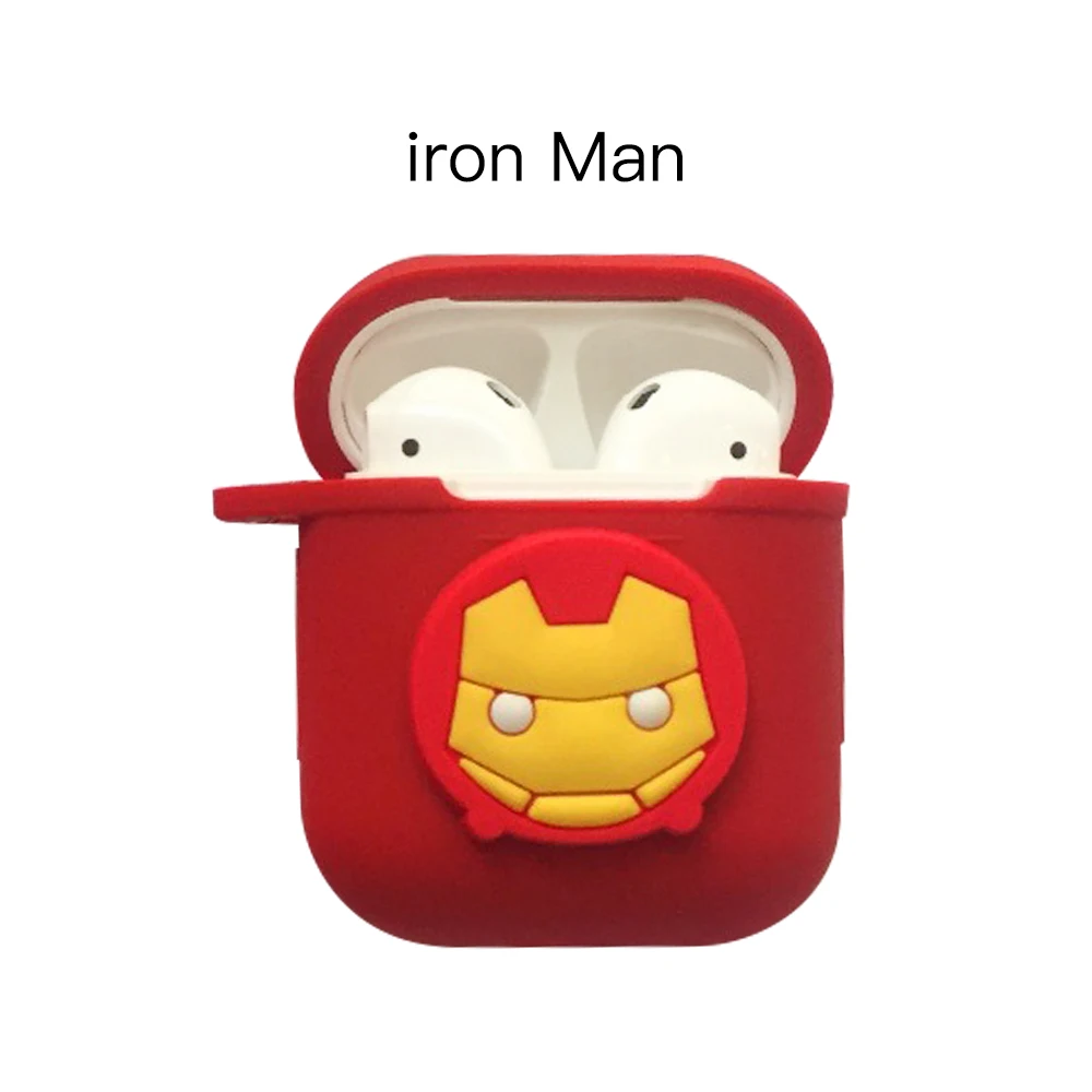 Iron Man Мягкие силиконовые bluetooth наушники чехол с героями мультфильмов Marvel для Apple AirPods ультра-тонкий милый защитный чехол для AirPods зарядная коробка - Цвет: Iron Man