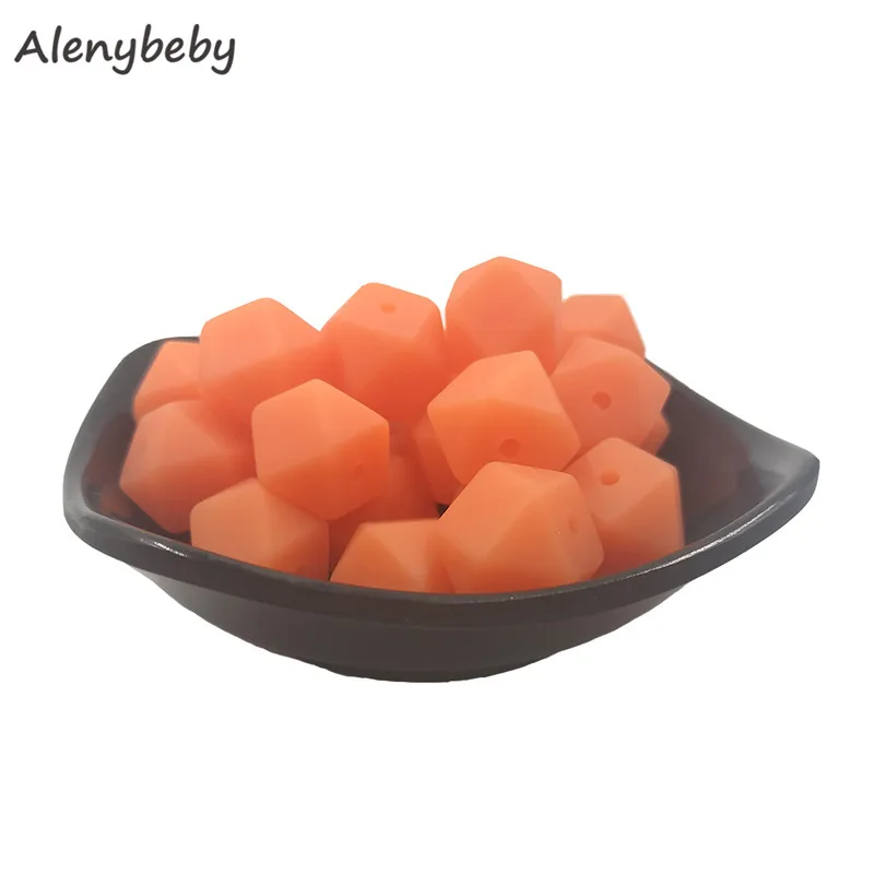 Salmon 50 шт. силиконовая форма бусины шестигранный Прорезыватель 17 мм DIY детское жевательное ожерелье BPA свободное вскармливание ювелирные изделия силиконовые бусины-прорезыватели детские игрушки - Цвет: Salmon