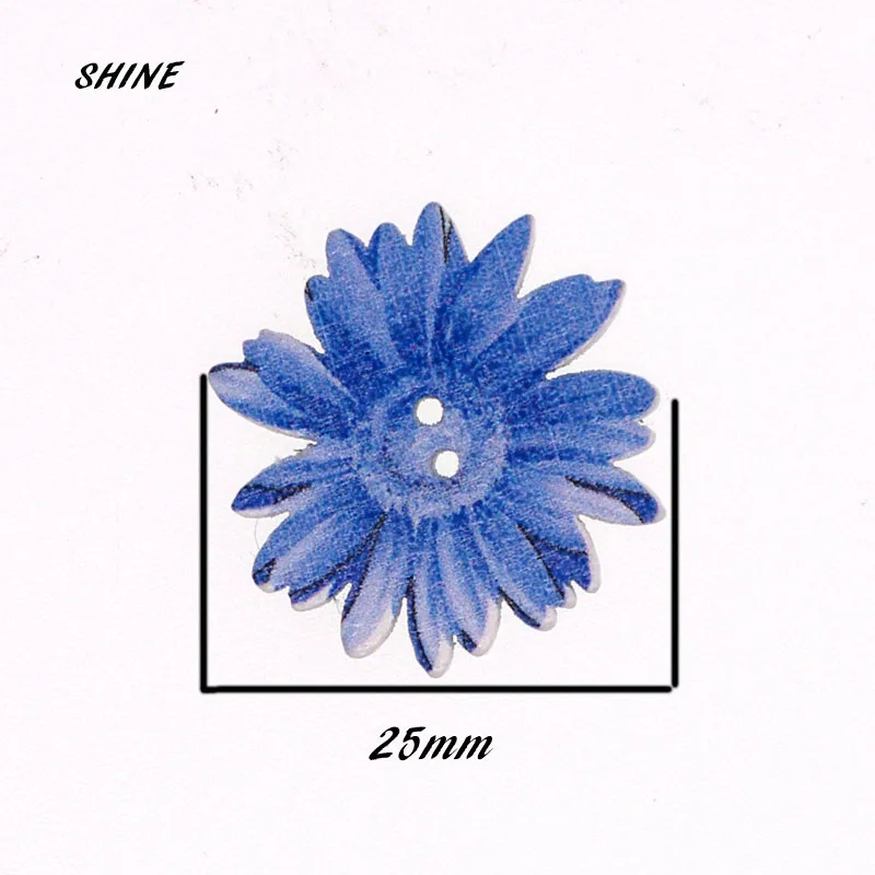 50 шт. деревянные швейные пуговицы Скрапбукинг в форме хризантемы Смешанные 2