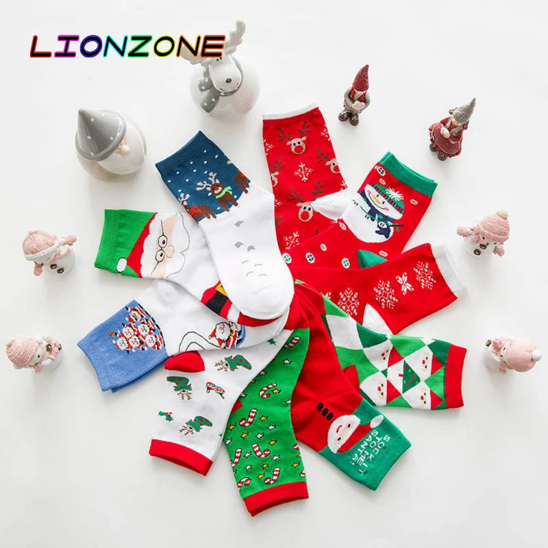 Рождественские носки LIONZONE подарки для женщин зимние теплые хлопковые