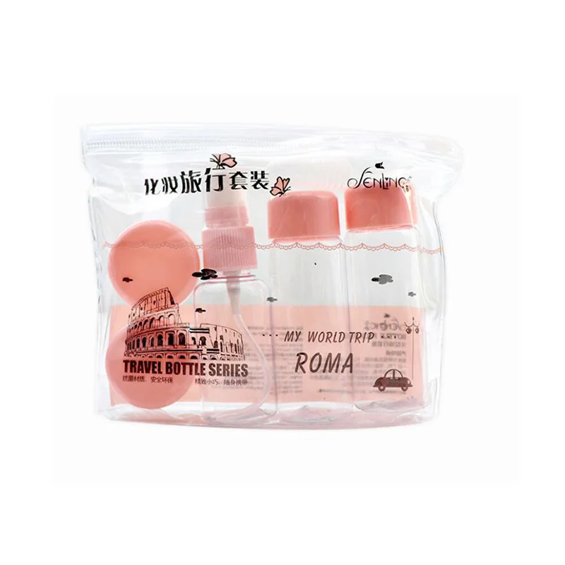 Pink Fashion Plasic Empty bottle Travel Makeup Spray Bottle cream box Portable cosmetics beauty travel set - Color: Pink