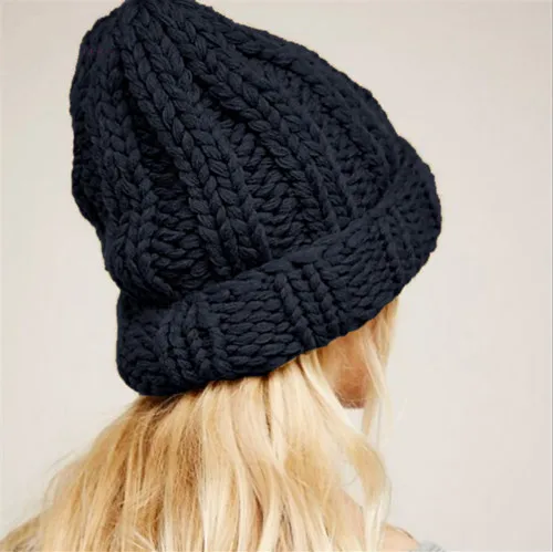 2017 Женская плетеная Вязаная Шерстяная трикотажная шапка лыжная мешковатая