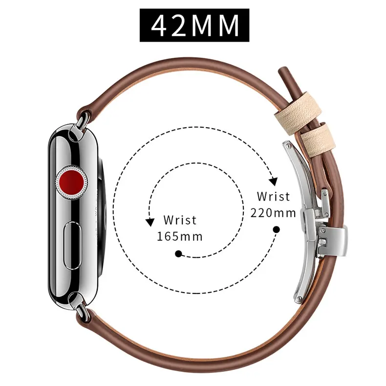 Кожаный ремешок для apple watch 5 ремешок 44 мм 40 мм iwatch ремешок 38 мм 42 мм застежка бабочка браслет ремешок для apple watch 4 3 2 1