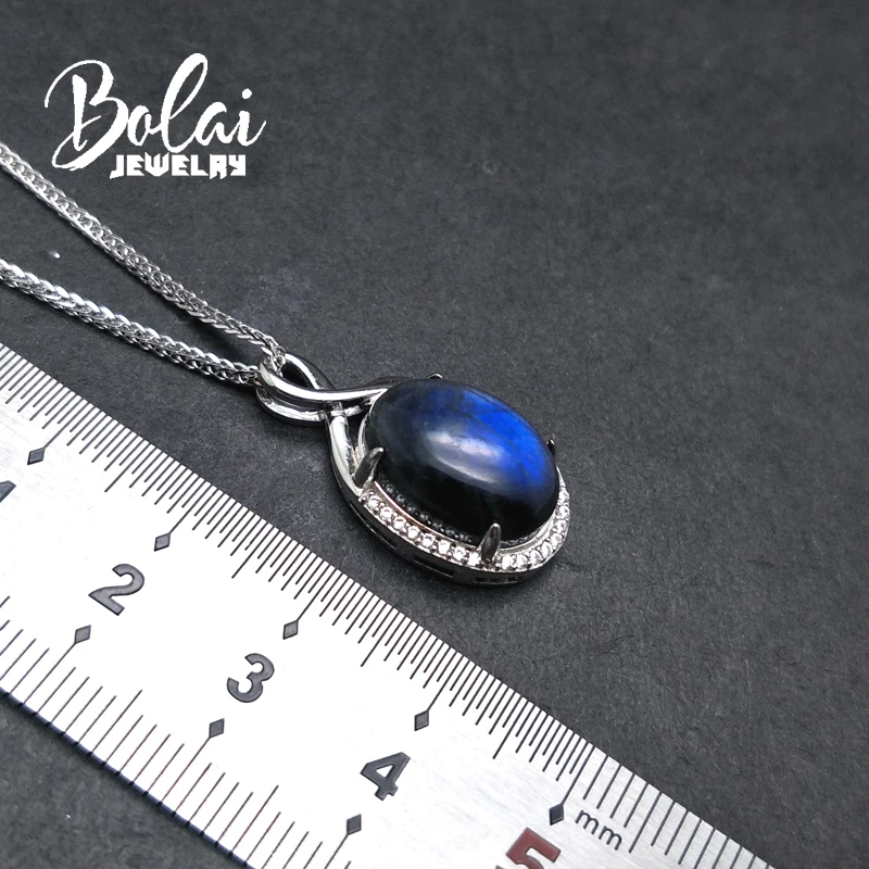Bolaijewelry, Классическая Подвеска на ожерелье, натуральный лабрадорит, овальный, 10*14 мм, хорошее ювелирное изделие для женщин, юбилей, праздничная одежда, лучший подарок