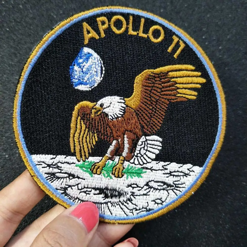 Вышитая аппликация APOLLO 11 железная нашивка этикетка для шитья панк байкерские
