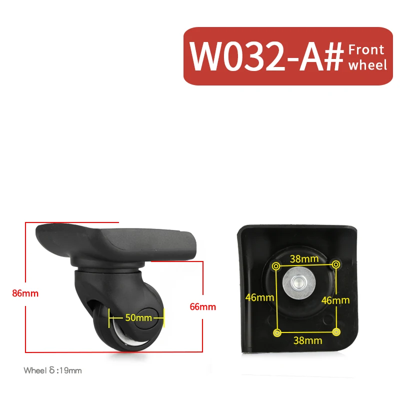W032-A(2Wheels)Front Сменные багажные колеса, аксессуары для чемоданов, ремонт, ручная 360 Спиннер, ролики, части тележки, шкив для багажа, модные колеса - Цвет: W032-A(2Wheels)Front