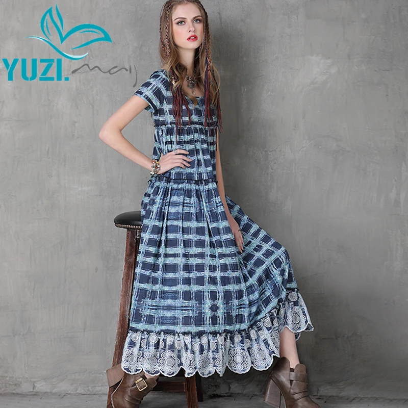 Платье женское винтажное с коротким рукавом и О-вырезом цветочным принтом A8116 |