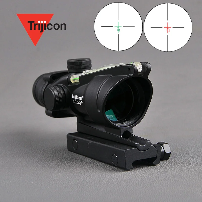 ACOG 4X32 охотничий прицел из настоящего волокна оптика Зеленая красная точка с подсветкой BDC Сетка тактический оптический прицел
