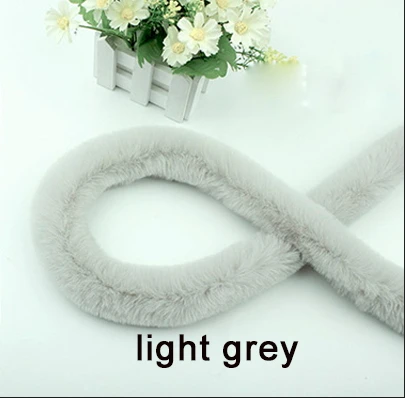 light grey Высококачественная лента из искусственного меха кролика Рекс, пушистая отделка, сделай сам, домашний декор, швейный костюм, кружевная отделка 1y - Цвет: light grey
