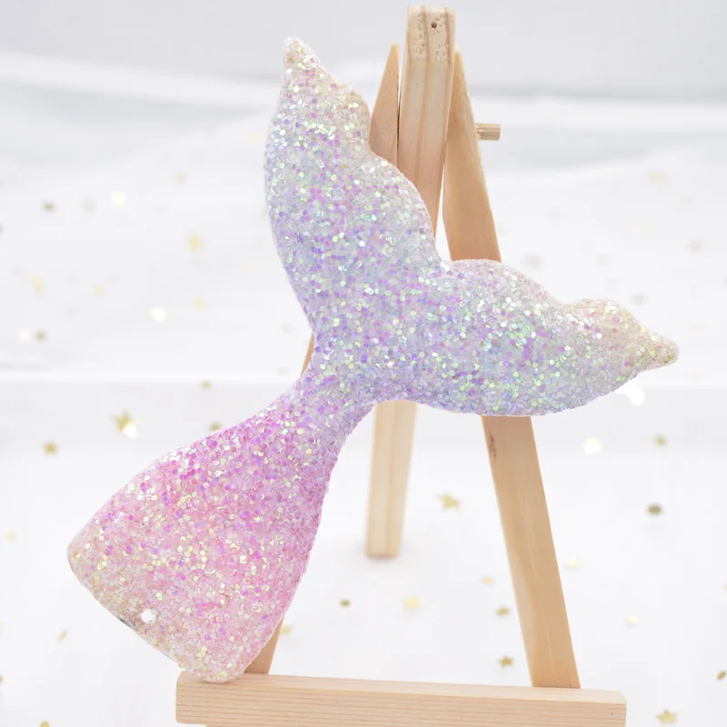 Glitter Rainbow Fabric Big Mermaid Tail with Hole Appliques for Clothes Craft DIY Key Ring Bag Pendant Ornament Accessories D001 | Дом и сад